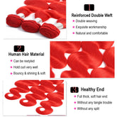Red Bundles With Closure Wavy Bright Red Hair Weave With Closure